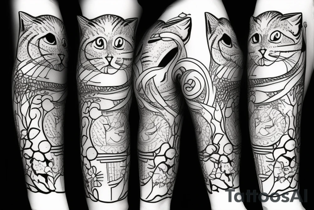 cat Outline minimalist tattoo idea