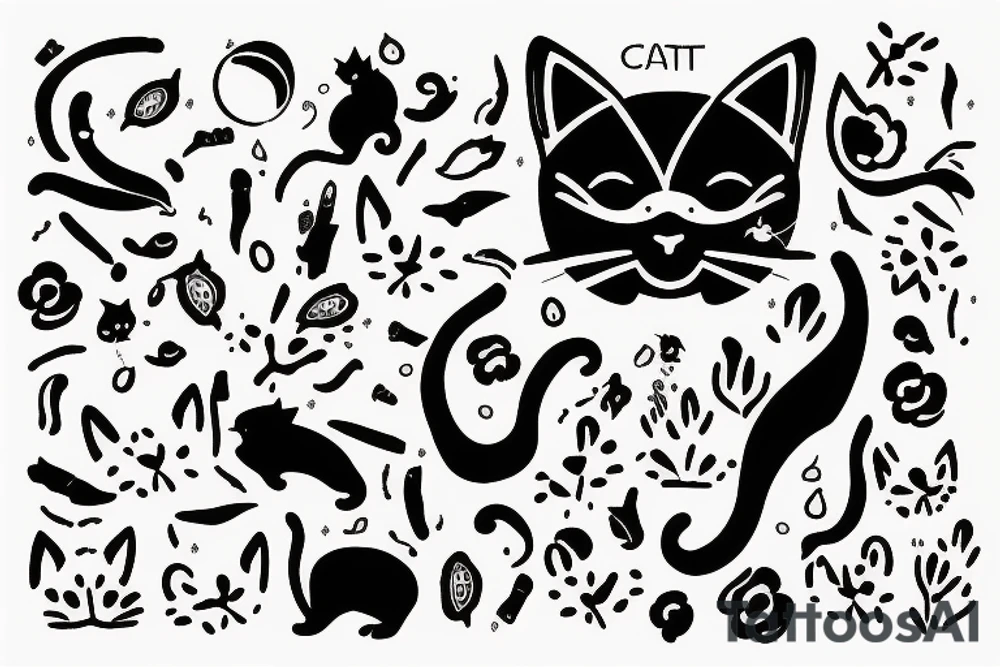 cat Outline minimalist tattoo idea