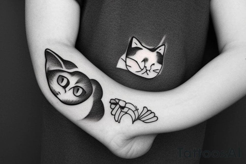 cat Outline minimalist tattoo idea