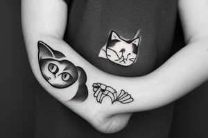 cat Outline minimalist tattoo idea