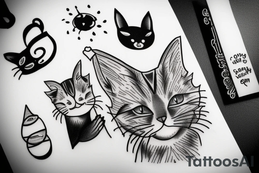 cat minimalist tattoo idea