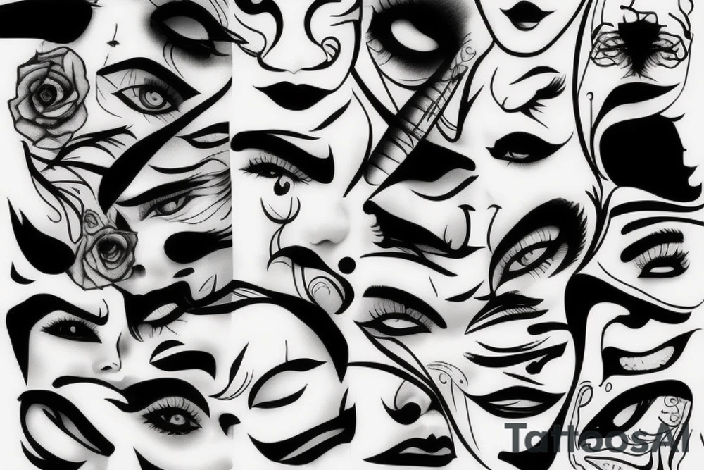 One line face drawing tattoo idea
