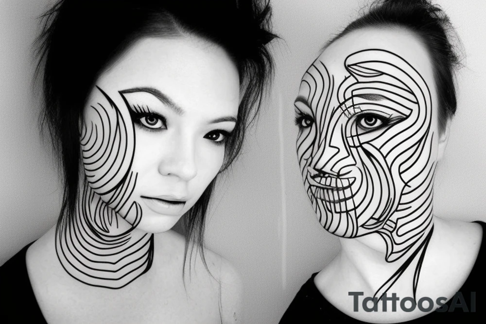 One line face drawing tattoo idea