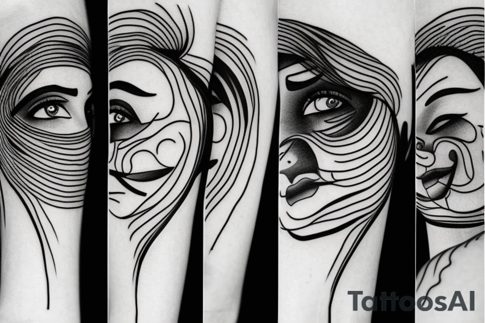 One line face drawing tattoo idea