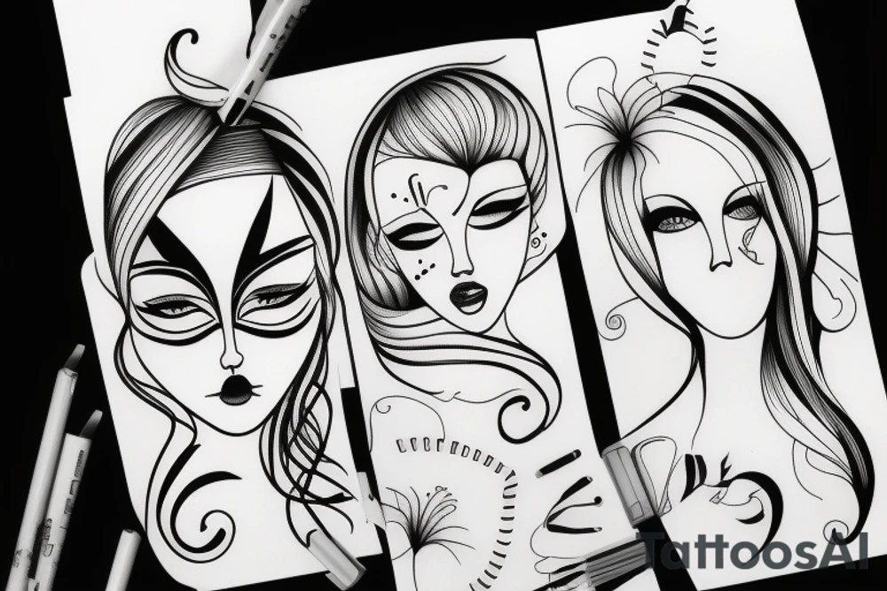 One line face drawing tattoo idea
