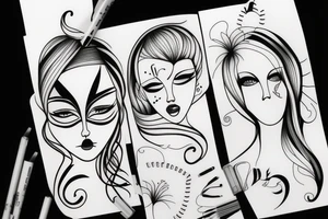 One line face drawing tattoo idea