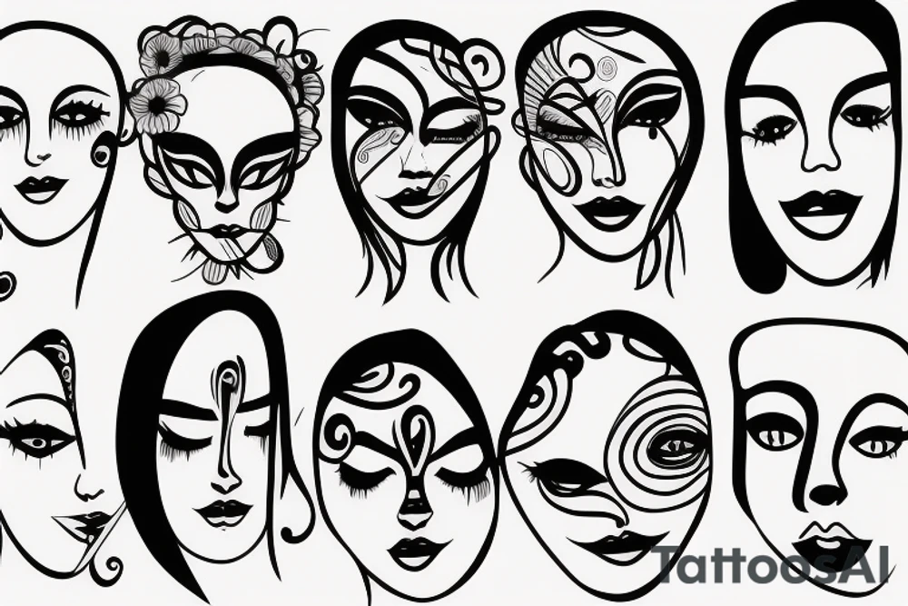 One line face drawing tattoo idea