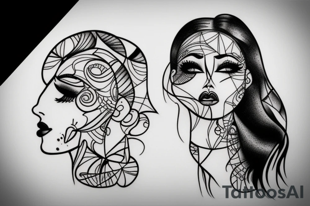 One line face drawing tattoo idea