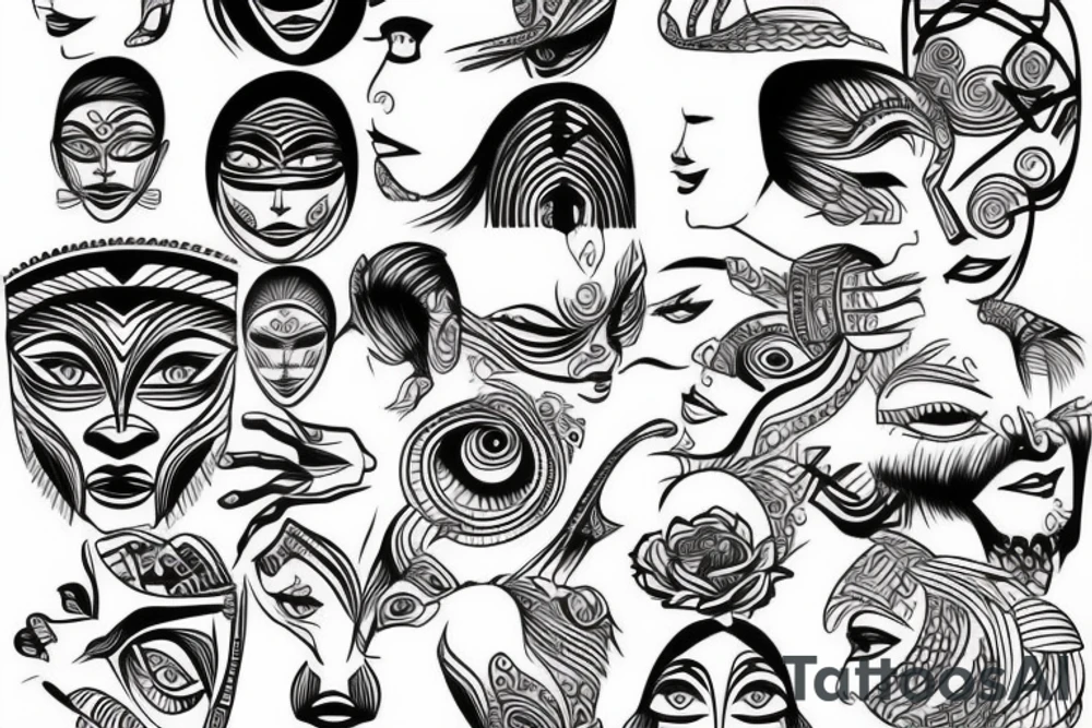One line face drawing tattoo idea