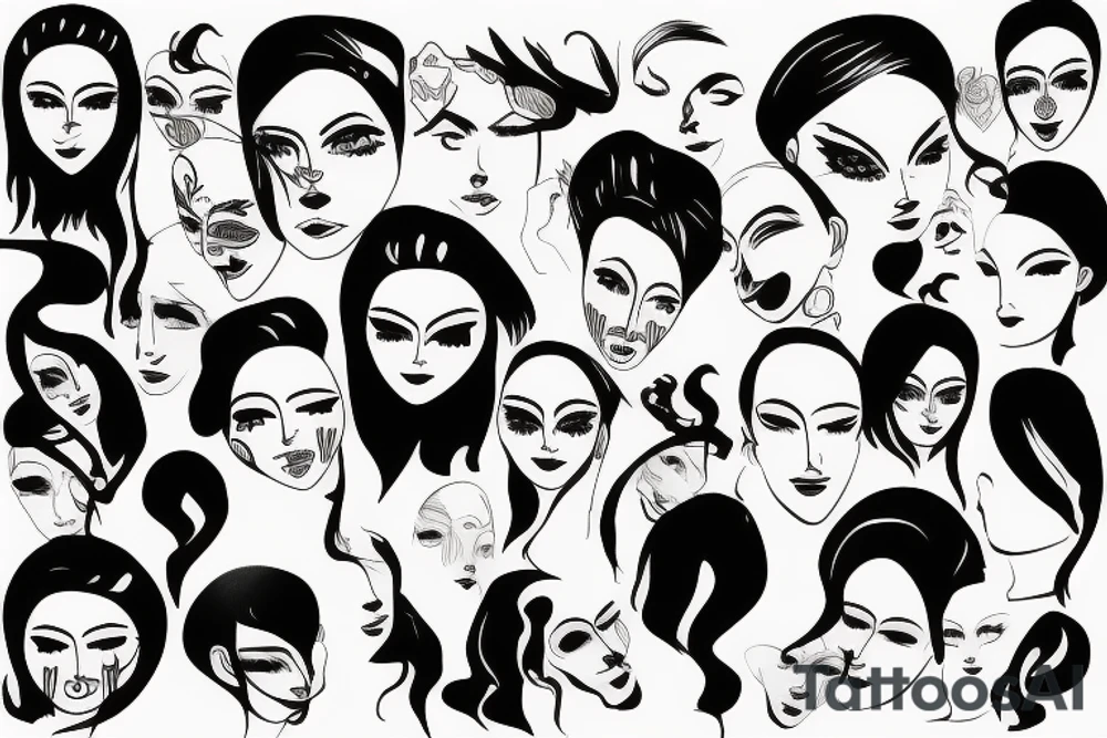 One line face drawing tattoo idea