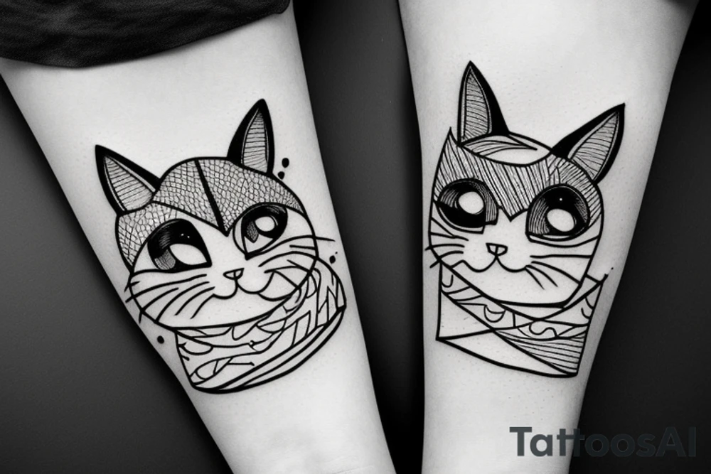 One line cat drawing tattoo idea