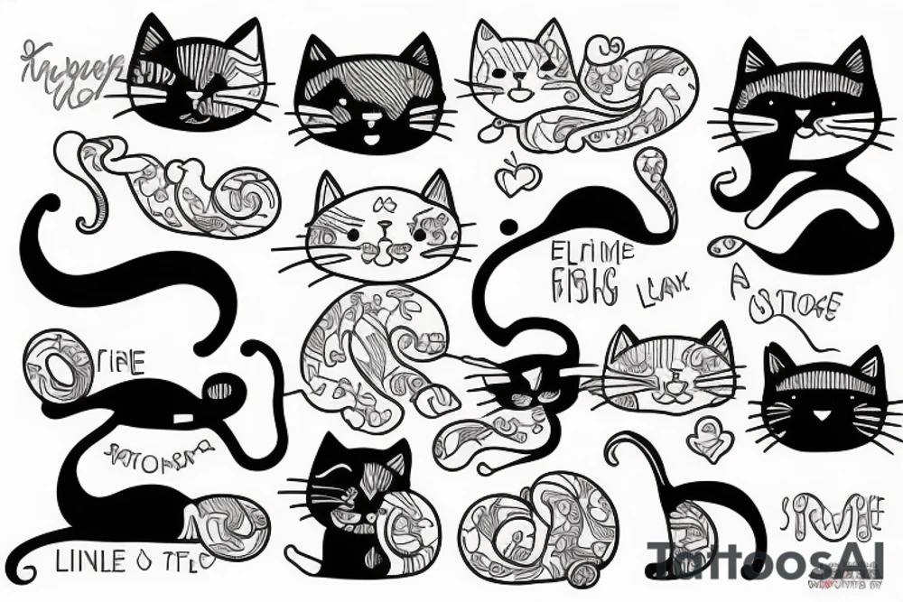 One line cat drawing tattoo idea