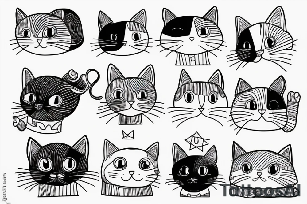 One line cat drawing tattoo idea