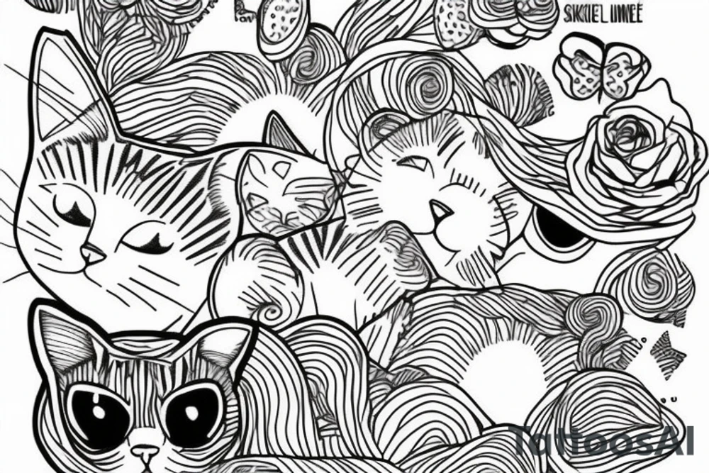 One line cat drawing tattoo idea