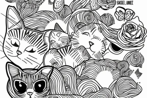 One line cat drawing tattoo idea