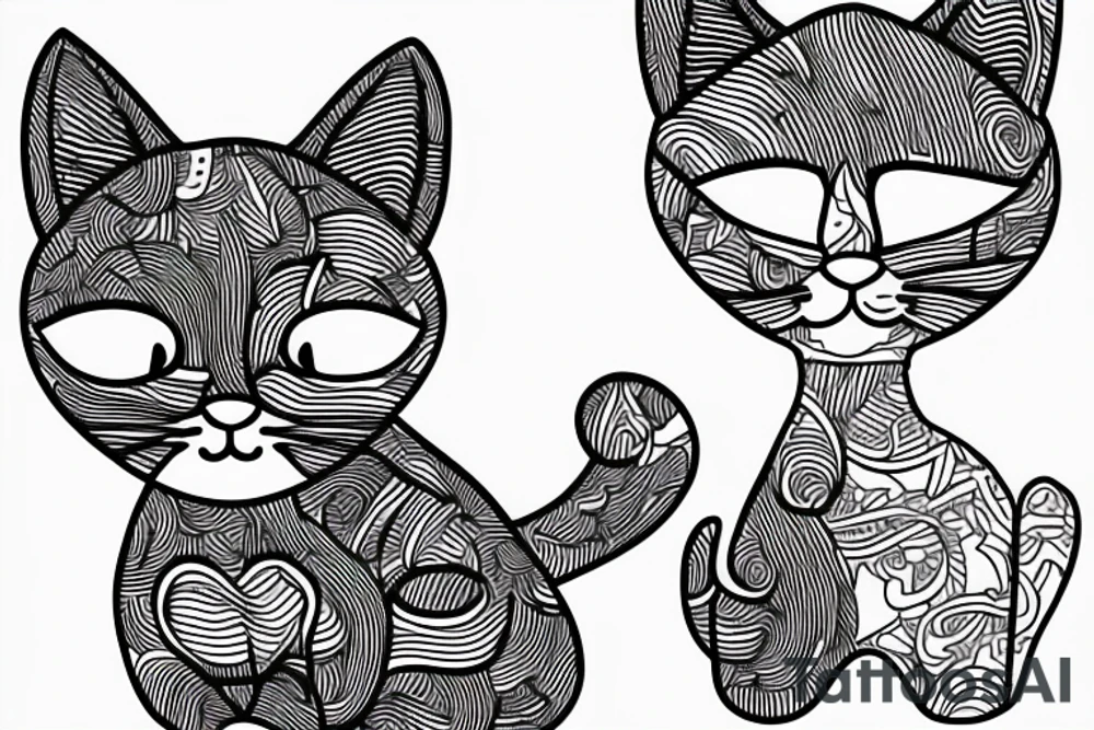 One line cat drawing tattoo idea