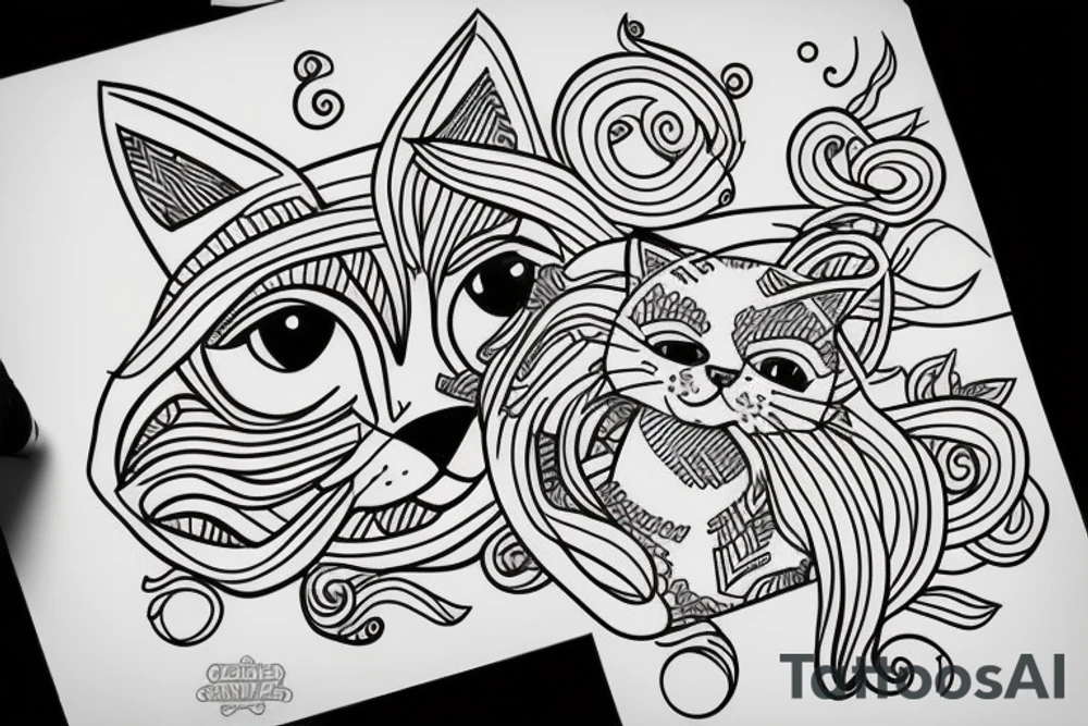 One line cat drawing tattoo idea