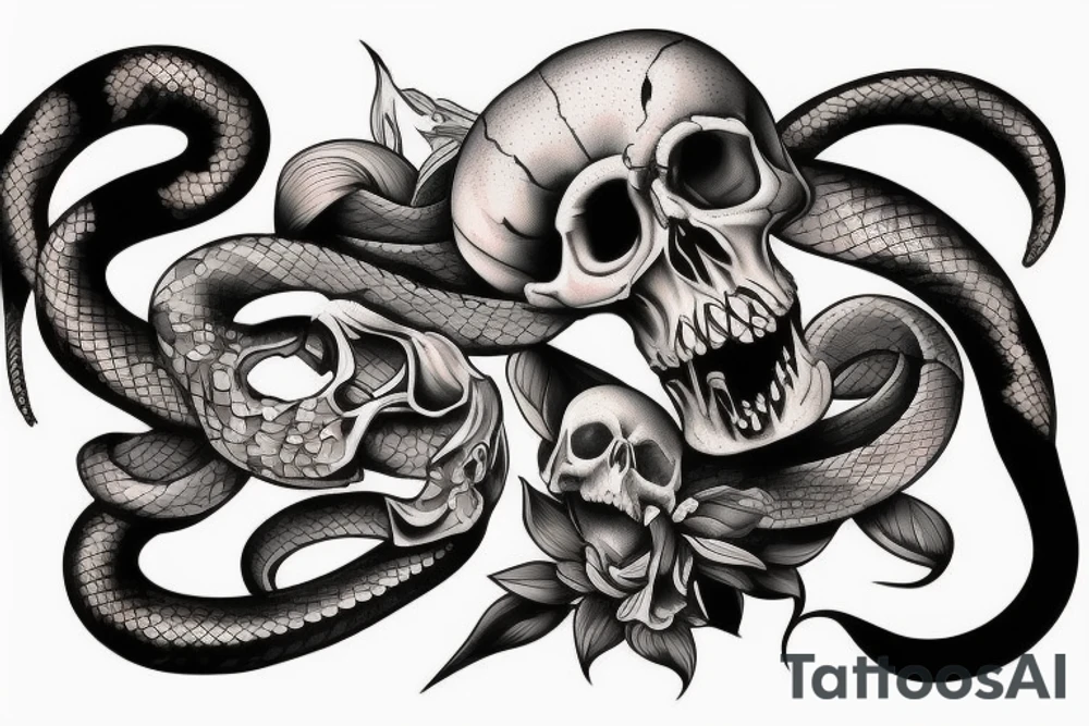 Snake and skull tattoo idea