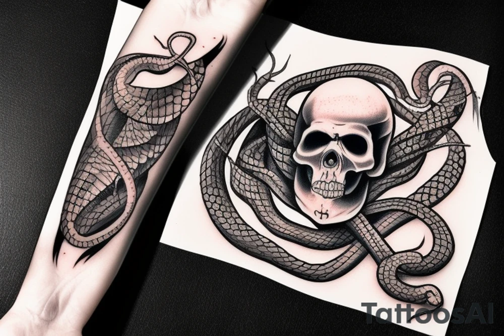 Snake and skull tattoo idea