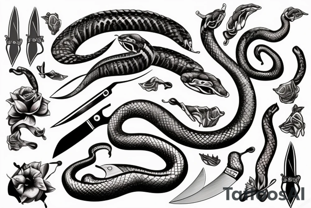 Snake and knife tattoo idea