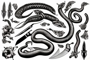Snake and knife tattoo idea