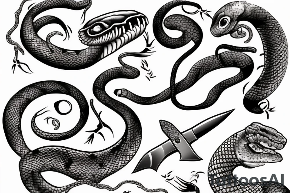 Snake and knife tattoo idea