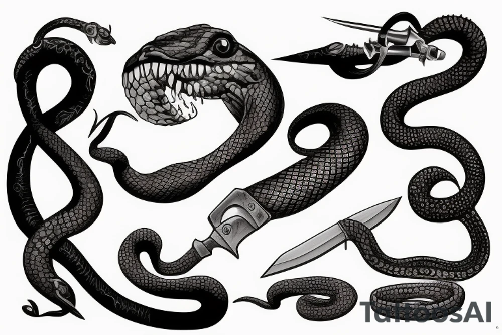 Snake and knife tattoo idea