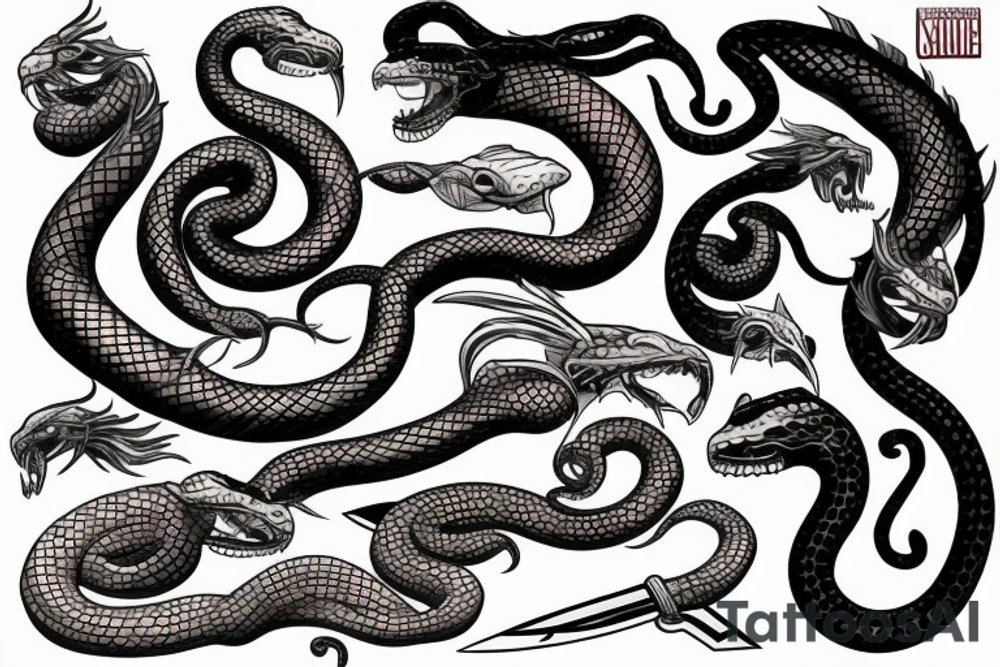 Snake and knife tattoo idea