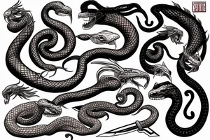 Snake and knife tattoo idea
