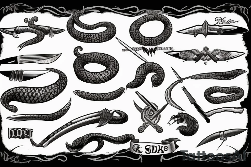 Snake and knife tattoo idea