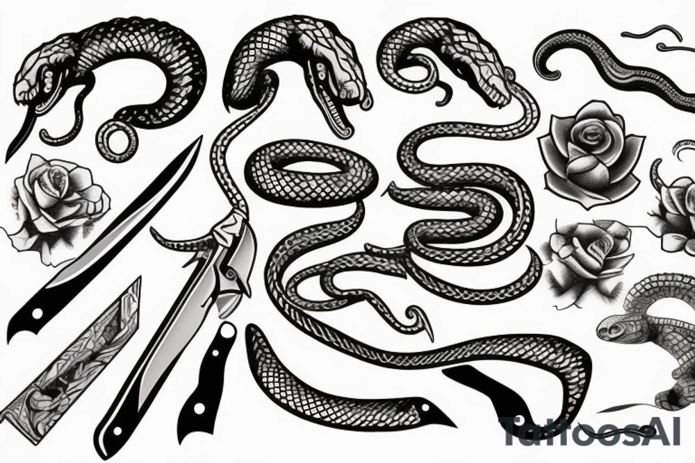 Snake and knife tattoo idea