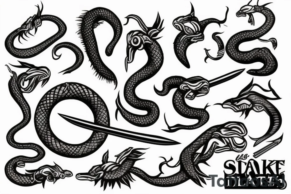 Snake and knife tattoo idea