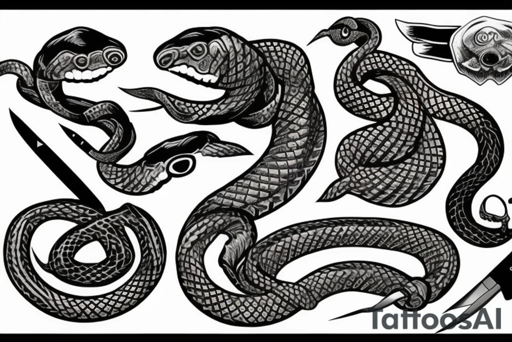 Snake and knife tattoo idea