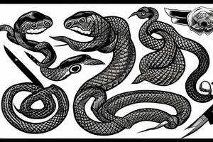 Snake and knife tattoo idea
