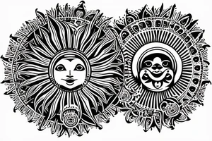 Tribal sun tattoo with hole at center shaped into a heart tattoo idea