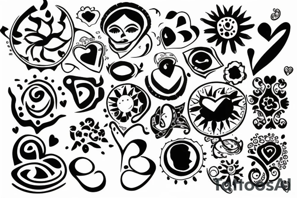 sun tattoo with hole at center shaped into a heart tattoo idea