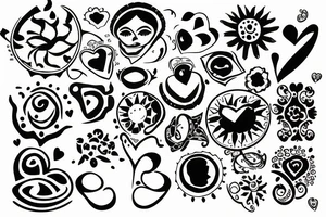 sun tattoo with hole at center shaped into a heart tattoo idea