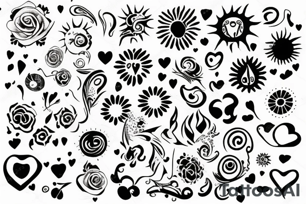 sun tattoo with hole at center shaped into a heart tattoo idea