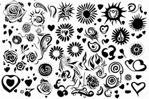 sun tattoo with hole at center shaped into a heart tattoo idea