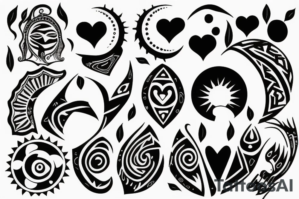 sun tattoo with center shaped as heart tattoo idea
