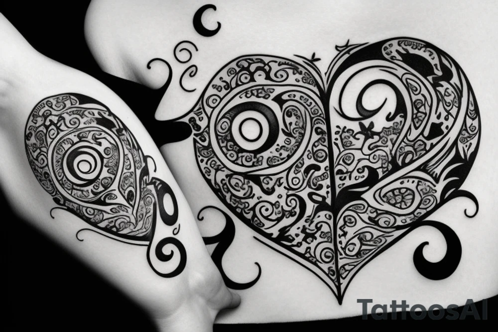 sun tattoo with center shaped as heart tattoo idea