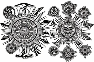 Tribal sun tattoo with swirls at center tattoo idea