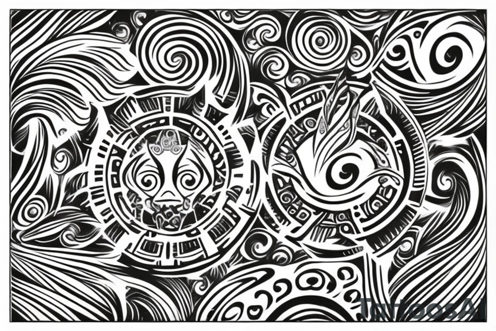 Tribal sun tattoo with swirls at center tattoo idea