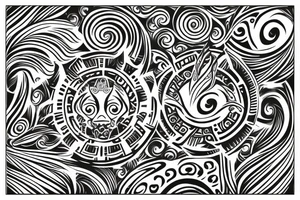 Tribal sun tattoo with swirls at center tattoo idea