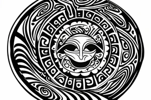 one Tribal sun tattoo with swirls at center tattoo idea