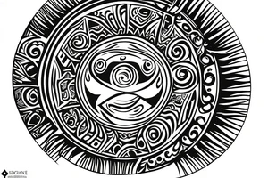 one Tribal sun tattoo with swirls at center tattoo idea