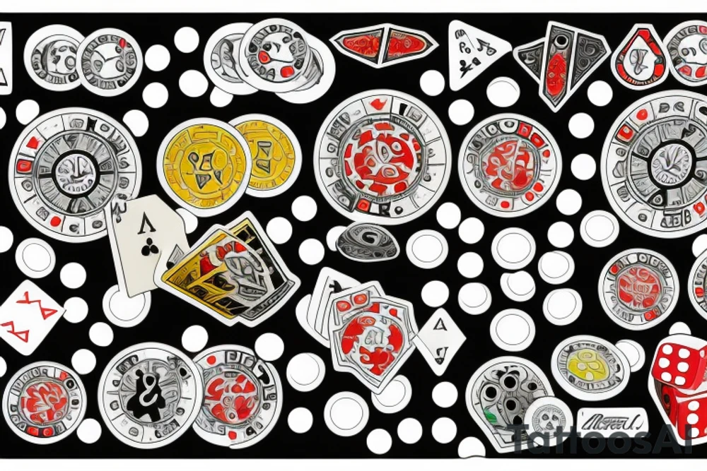 Dice and poker chips tattoo idea