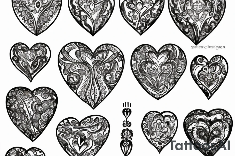 Gem love heart with filigree tattoo idea