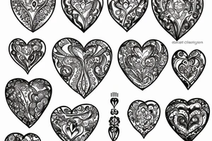 Gem love heart with filigree tattoo idea