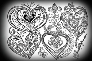 Gem love heart with filigree tattoo idea